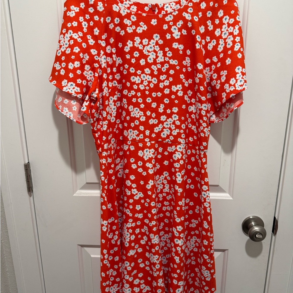 Banana Republic Red Floral Midi Dress